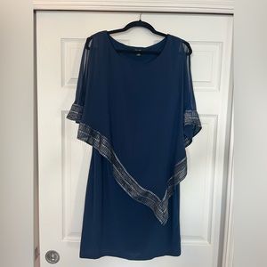 SLNY Cold Shoulder Cape Mini Dress